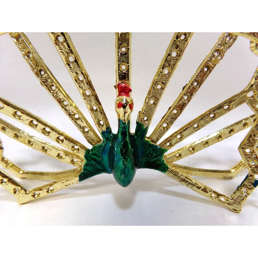 Torino Peacock Double Earring Holder Gold Tone with Greens and‎ Blues